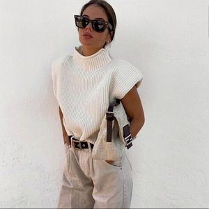 Zara Knit Shoulder Pad Top